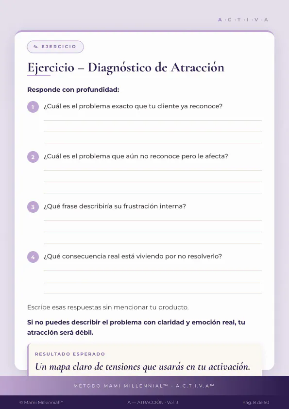 Vol. 3, página 8: Ejercicio – Diagnóstico de Atracción